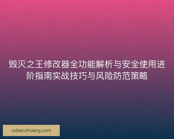 毁灭之王修改器全功能解析与安全使用进阶指南实战技巧与风险防范策略