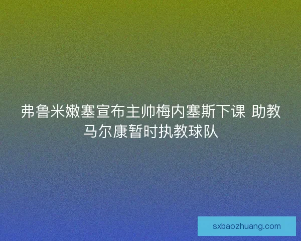 弗鲁米嫩塞宣布主帅梅内塞斯下课 助教马尔康暂时执教球队